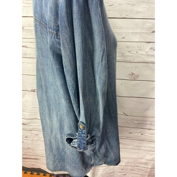 Side stitch womens Demim‎ Tunic Blouse Medium - Picture 4 of 9